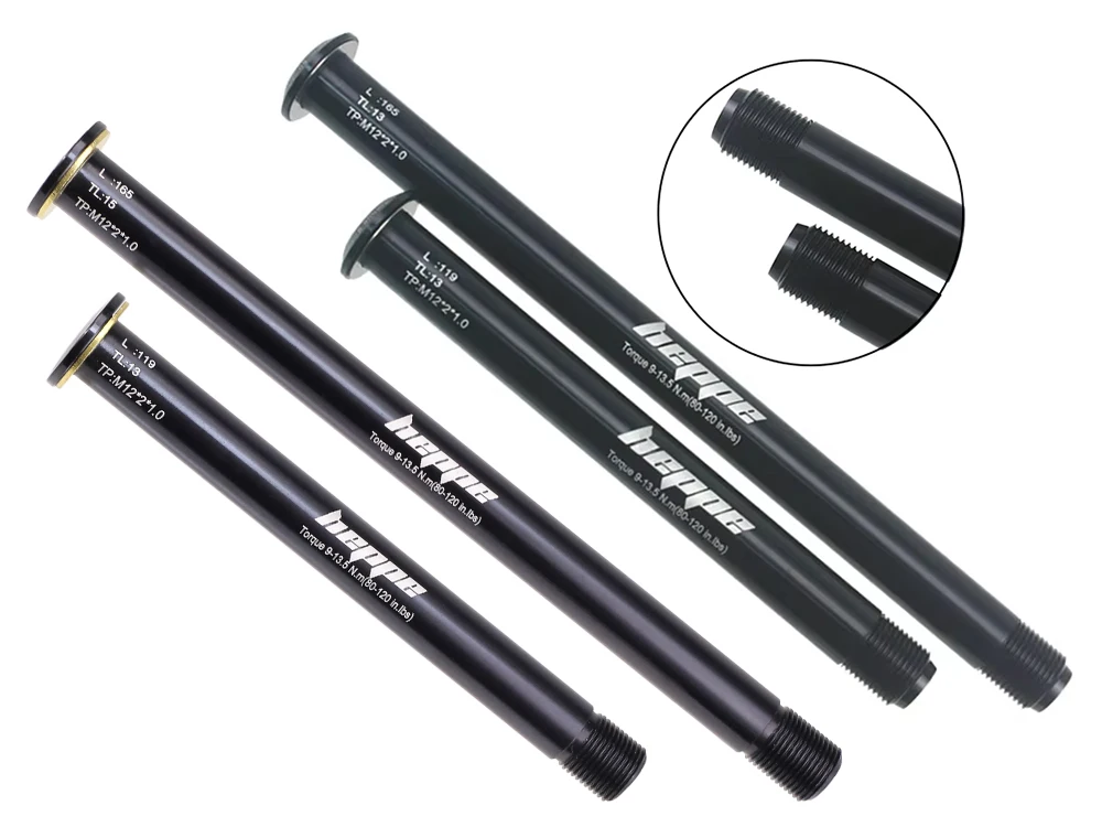 HEPPE Bicycle Double Lead Thru Axle 119mm/165mm M12xP1.0 MTB Road Bike Front Fork Shaft Skewer Rear Hub Thru Axle Bike Skewers