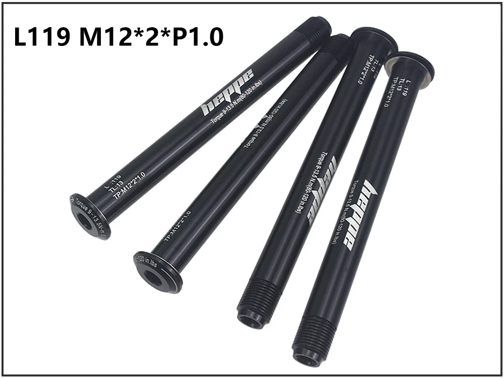 HEPPE Bicycle Double Lead Thru Axle 119mm/165mm M12xP1.0 MTB Road Bike Front Fork Shaft Skewer Rear Hub Thru Axle Bike Skewers