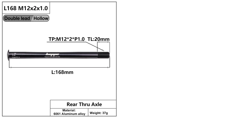 HEPPE Bicycle Double Lead Thru Axle 119mm/165mm M12xP1.0 MTB Road Bike Front Fork Shaft Skewer Rear Hub Thru Axle Bike Skewers