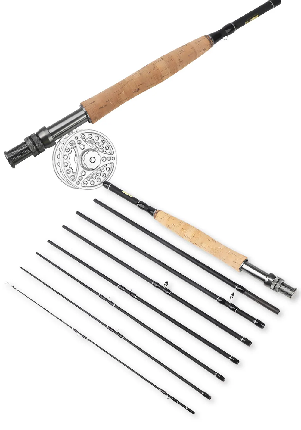 Fly Fishing Rod Multinodal#5-6, 7-Section/8-Section Carbon Fiber Travel Rod