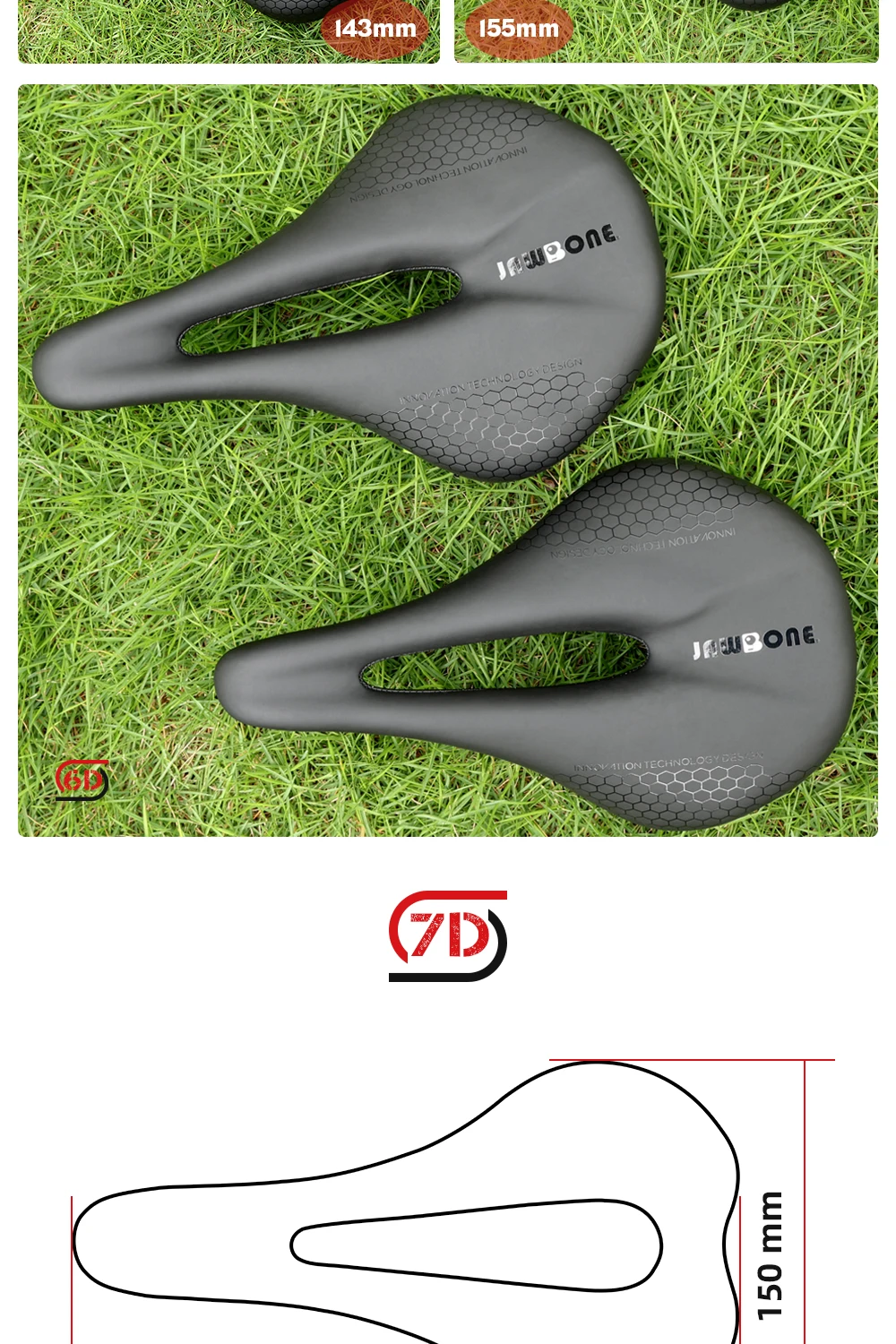 Jawbone Bike Saddle 5D 6D 7D Ultralight Full Carbon 143mm 150mm 155mm Leather MTB Bicycle Road Seat Cushion Cycling Accessories