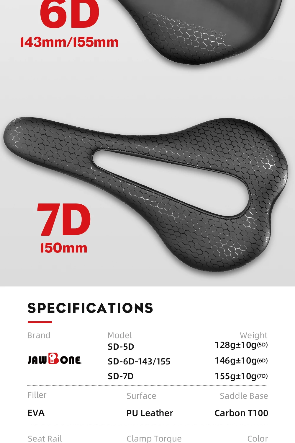 Jawbone Bike Saddle 5D 6D 7D Ultralight Full Carbon 143mm 150mm 155mm Leather MTB Bicycle Road Seat Cushion Cycling Accessories