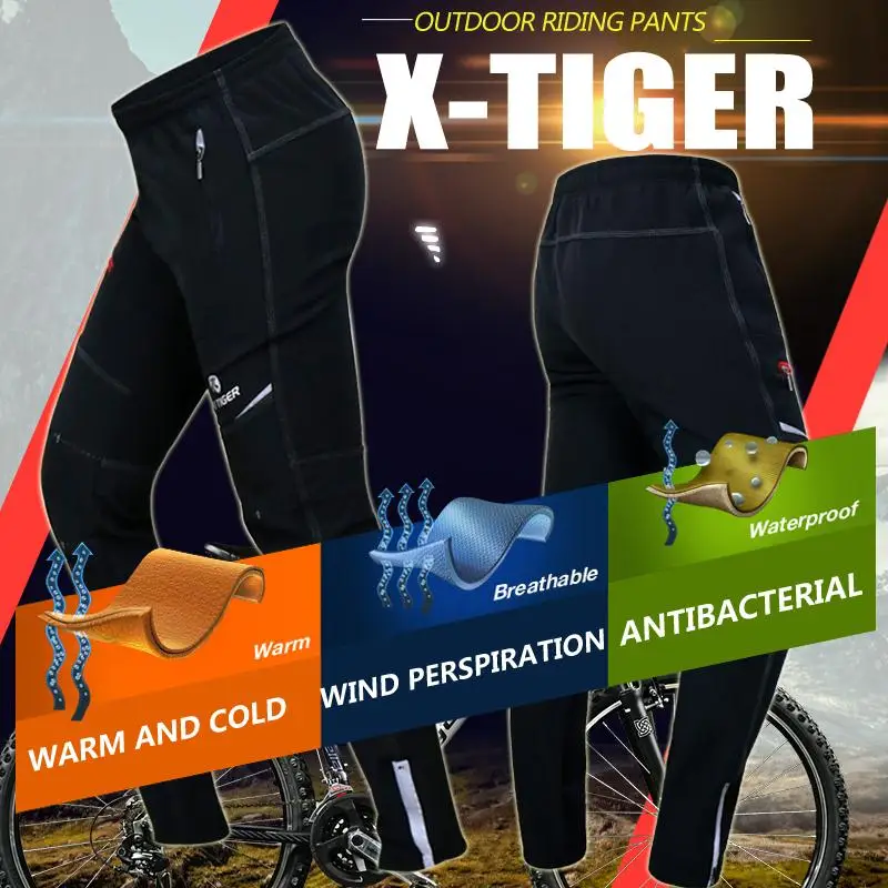 X-TIGER Cycling Jersey Winter Thermal Fleece Men's Bicycles Clothing Windproof Bicycle Reflective Biking Jacket Sportswear