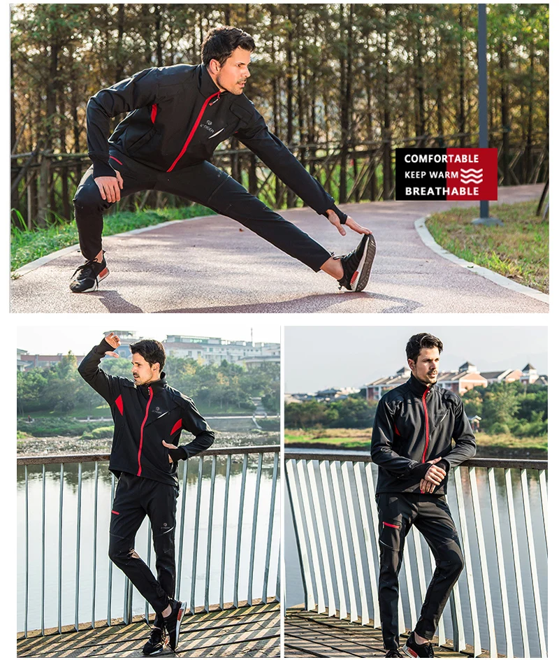 X-TIGER Cycling Jersey Winter Thermal Fleece Men's Bicycles Clothing Windproof Bicycle Reflective Biking Jacket Sportswear
