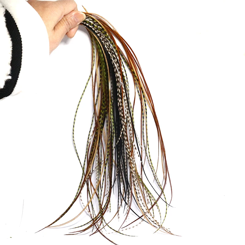 Whiting 20 Feathers Grizzly Natural/Dyed Fly Tying Feathers 9-11 Inches Long 18#20# Midge Rooster Saddle Dry Flies Tying Materia