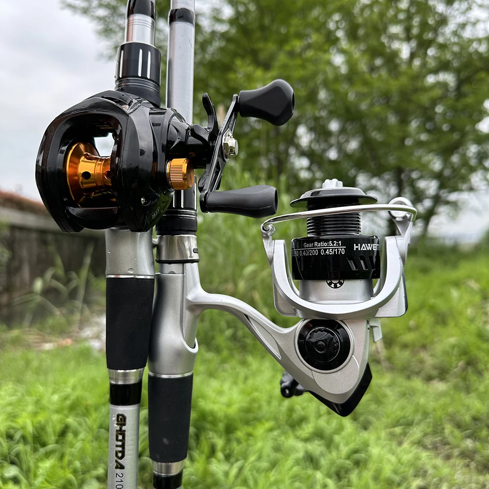 Telescopic Short Lure Fishing Rod 1.5/1.8/2.1/2.4M and Baitcasting Reel 5.2:1 /7.2:1 Combo Portable Travel Fishing Kit for Carp