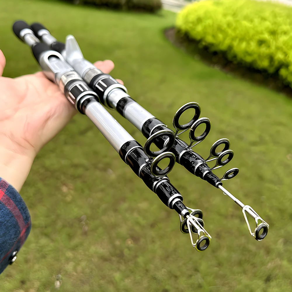 Telescopic Short Lure Fishing Rod 1.5/1.8/2.1/2.4M and Baitcasting Reel 5.2:1 /7.2:1 Combo Portable Travel Fishing Kit for Carp
