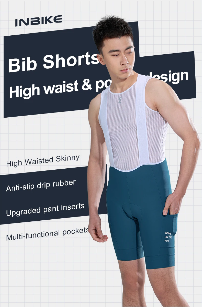 INBIKE Men's Cycling Bib Shorts Solid Color Mountain Bike Shorts High-end Outdoor Breathable Cycling Tights UV Protection