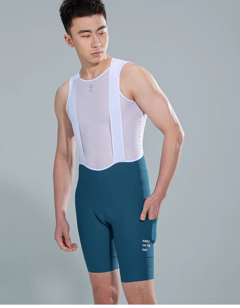 INBIKE Men's Cycling Bib Shorts Solid Color Mountain Bike Shorts High-end Outdoor Breathable Cycling Tights UV Protection