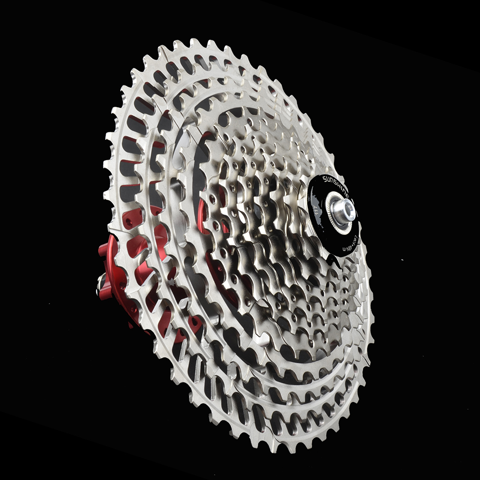 SUNSHINE Ultra Light Mountain Bike Bicycle Cassette Aluminum Alloy Hollow CNC Machining 11/12Speed HG Compatible with SHIMANO