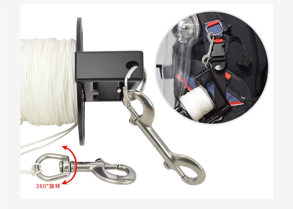 100/120/160M Aluminum Diving Reel Technical Diving Reel Handheld Diving Cave Reel