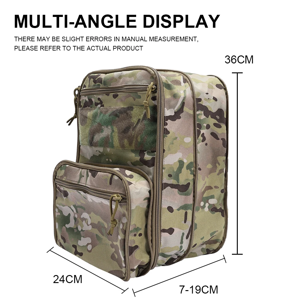 Tactical Flatpack MOLLE Backpack Expandable Bag DIY Hook&Loop Knapsack Integrate with Hunting Vest Plate Carrier Micro Chest Rig