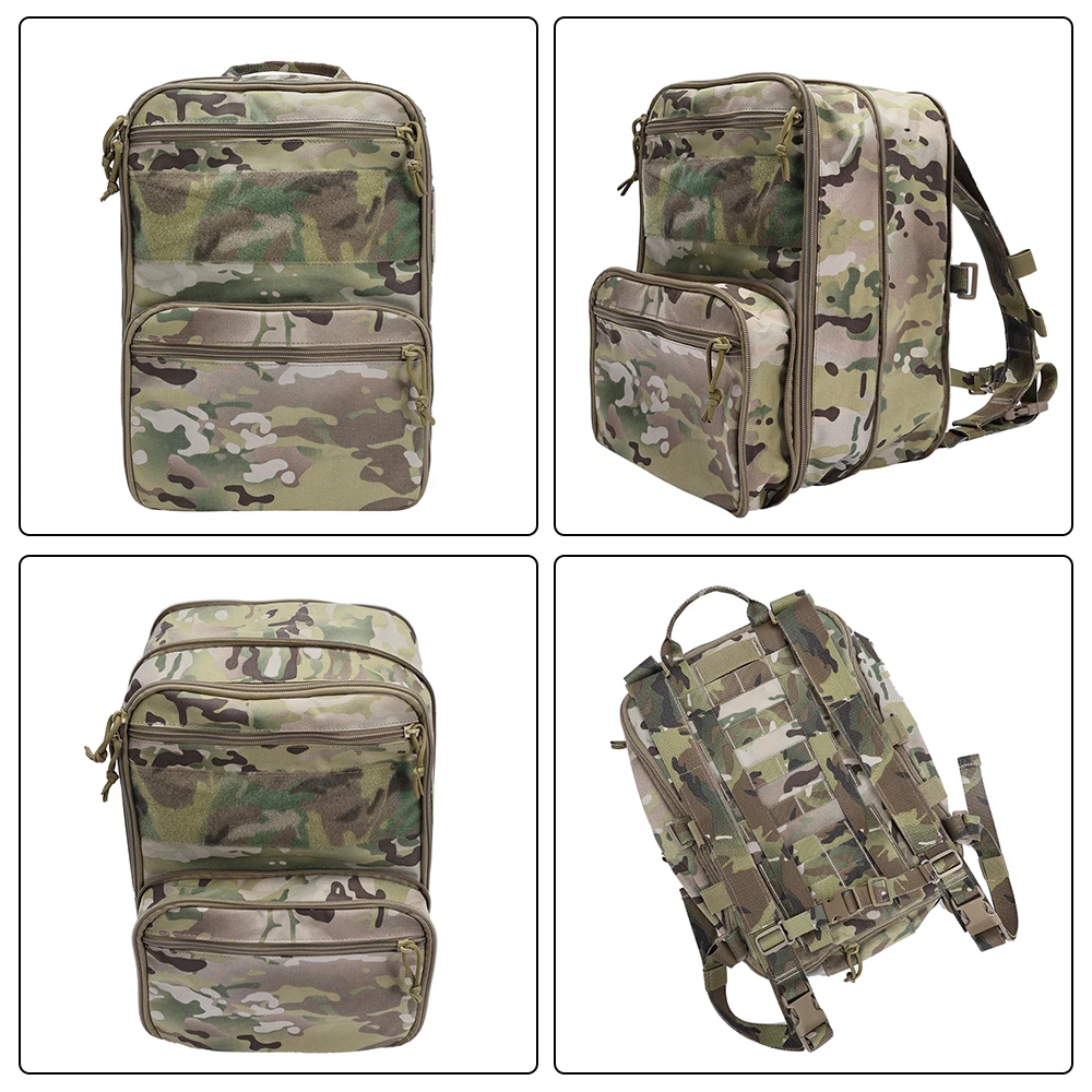 Tactical Flatpack MOLLE Backpack Expandable Bag DIY Hook&Loop Knapsack Integrate with Hunting Vest Plate Carrier Micro Chest Rig