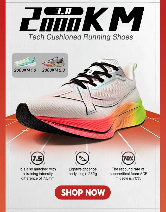 Xtep 2000KM 2.0 Running Shoes Men Summer Professional TPU Shock Absorption Sneakers 876219110043(suggest half size down)
