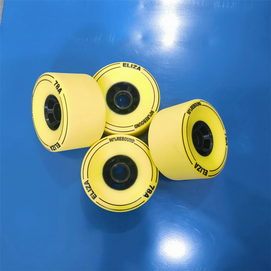 ELIZA Longboard Skateboard Wheels 100*56mm SHR78A, 90% Rebound Electric Longboard Wheel Stoned Surface Black Yellow and White