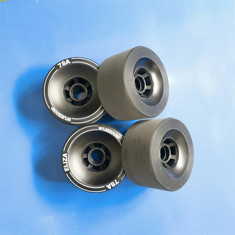 ELIZA Longboard Skateboard Wheels 100*56mm SHR78A, 90% Rebound Electric Longboard Wheel Stoned Surface Black Yellow and White