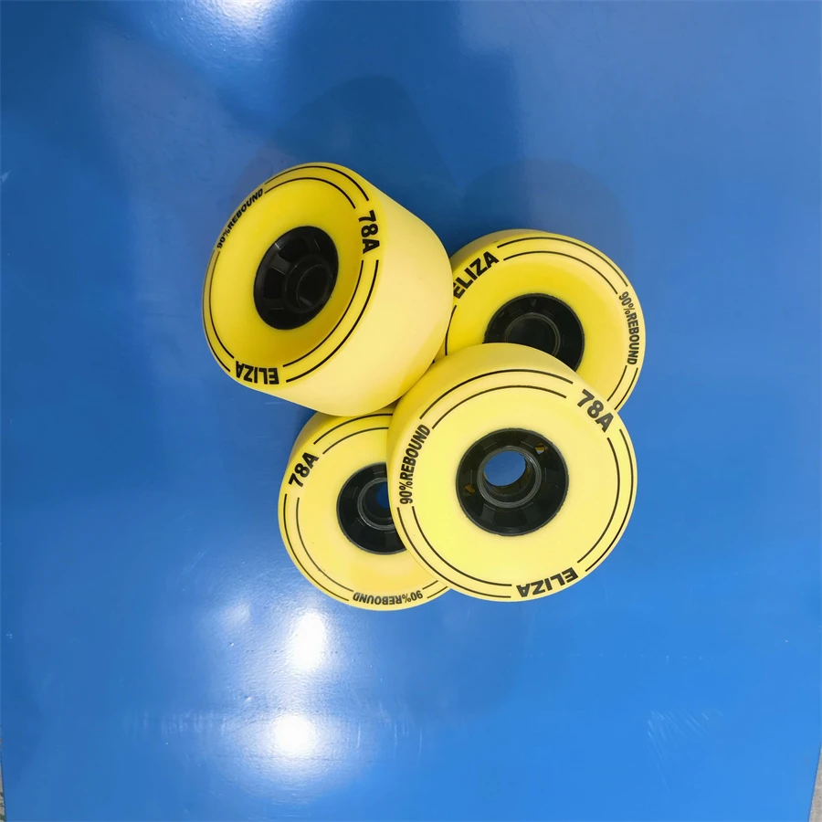 ELIZA Longboard Skateboard Wheels 100*56mm SHR78A, 90% Rebound Electric Longboard Wheel Stoned Surface Black Yellow and White