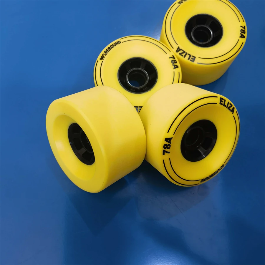 ELIZA Longboard Skateboard Wheels 100*56mm SHR78A, 90% Rebound Electric Longboard Wheel Stoned Surface Black Yellow and White