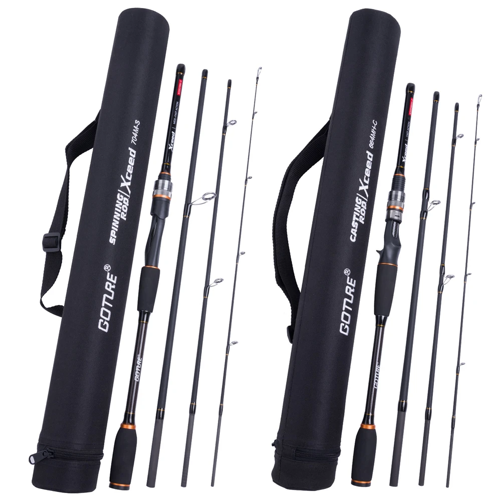 Goture Xceed 4 Setions Travel Fishing Rod With Fuji Guide Ring Carbon Fiber 1.98-3.6M Spinning Casting Lure Rod For Carp Fishing
