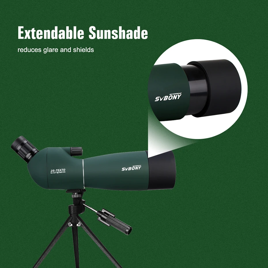 SVBONY 50/60/70/80 Spotting Scope Zoom Telescope Powerful Waterproof Long Range PORRO Prism for Shooting Camping equipment