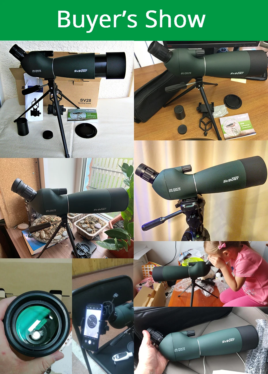 SVBONY 50/60/70/80 Spotting Scope Zoom Telescope Powerful Waterproof Long Range PORRO Prism for Shooting Camping equipment