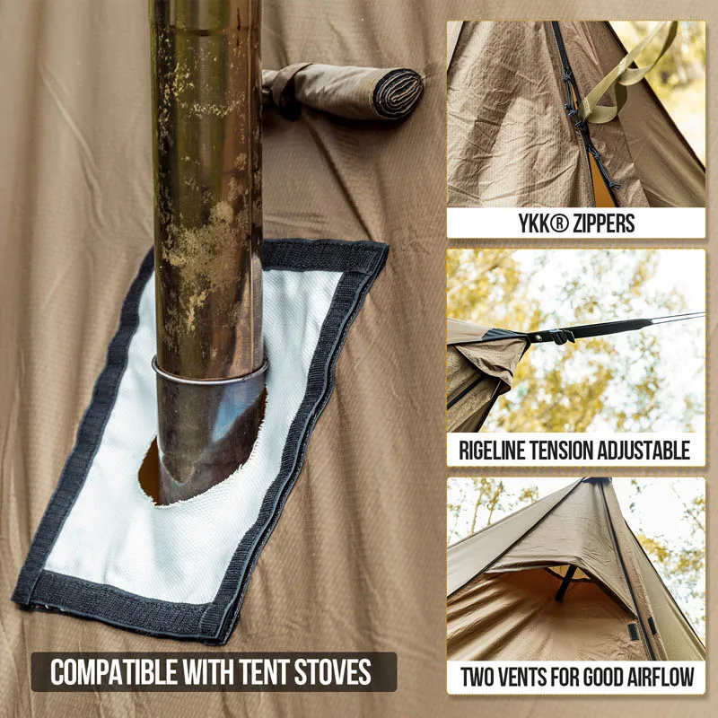 OneTigris ROCDOMUS Hammock Awning & Hot Tent Wood Burning Stove Compatible Waterproof Outdoor Tarp Canopy/Rain Fly Camping Cover