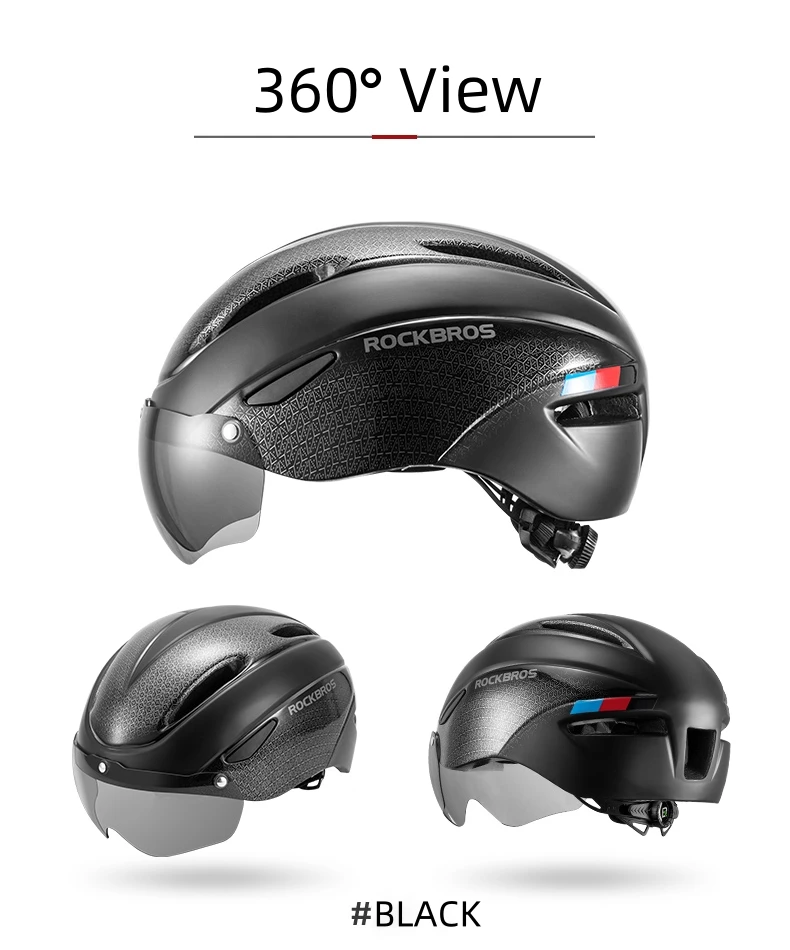 ROCKBROS Bike Goggle Helmet Men EPS Integrally-molded Breathable Cycling Visor Lens Helmets MTB Road Safe Bike Helmet