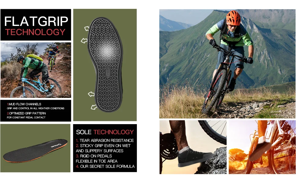 Men's MTB Shoes for Flat Pedals Suitable for BMX, DH, Enduro, Free-ride