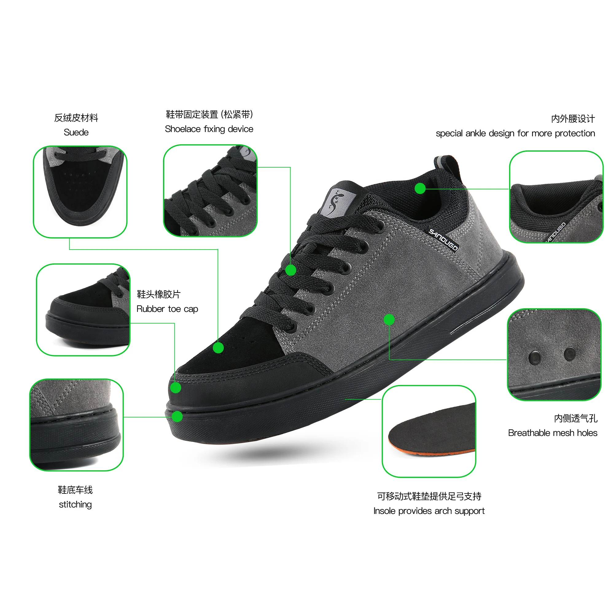 Men's MTB Shoes for Flat Pedals Suitable for BMX, DH, Enduro, Free-ride