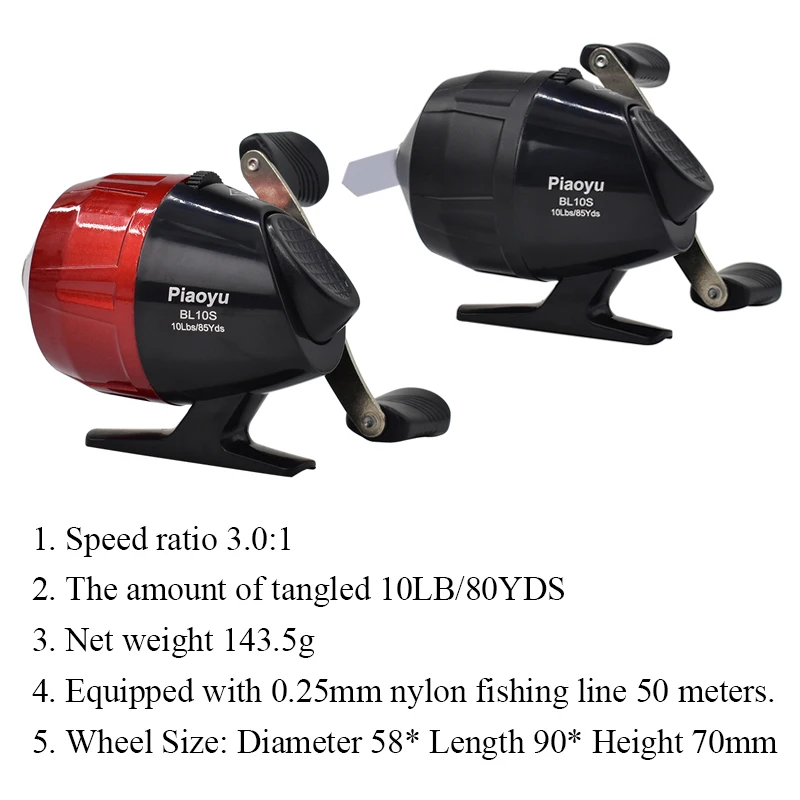 Piaoyu BL10S Portable Fishing Wheel Outdoor Hunting Slingshot Spincast Fishing Reel Closed Shooting Reel Fishing Accessories