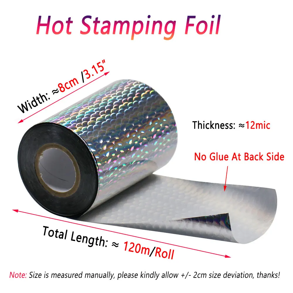Bimoo 120m/ Roll 8cm Wide Holographic Hot Stamping Foil For Fishing Lure Jig Baits Spoon Heat Transfer Print Film Paper Acessory