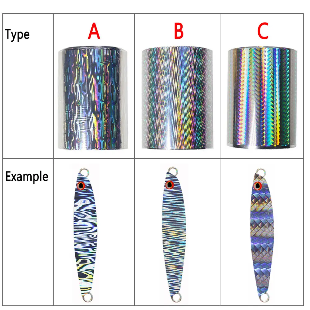 Bimoo 120m/ Roll 8cm Wide Holographic Hot Stamping Foil For Fishing Lure Jig Baits Spoon Heat Transfer Print Film Paper Acessory