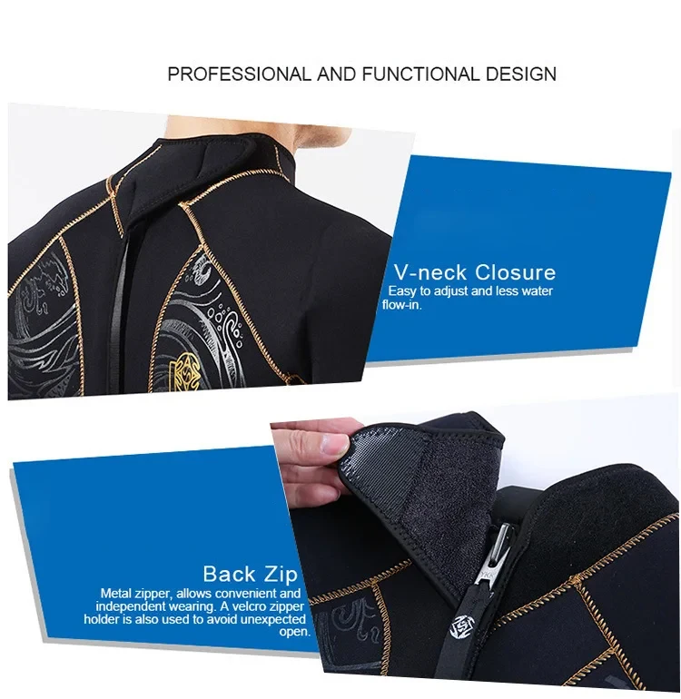 5mm Men's Wetsuit Thicken Long Sleeve Diving Clothing Sub Fishing Neoprene Surf Snorkeling Swimwear Sailing Suit Beach Equipment