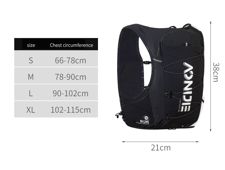 AONIJIE C9116 Unisex 10L Sports Running Backpack Lightweight Off-Road Hydration Pack Vest Hiking Rucksack