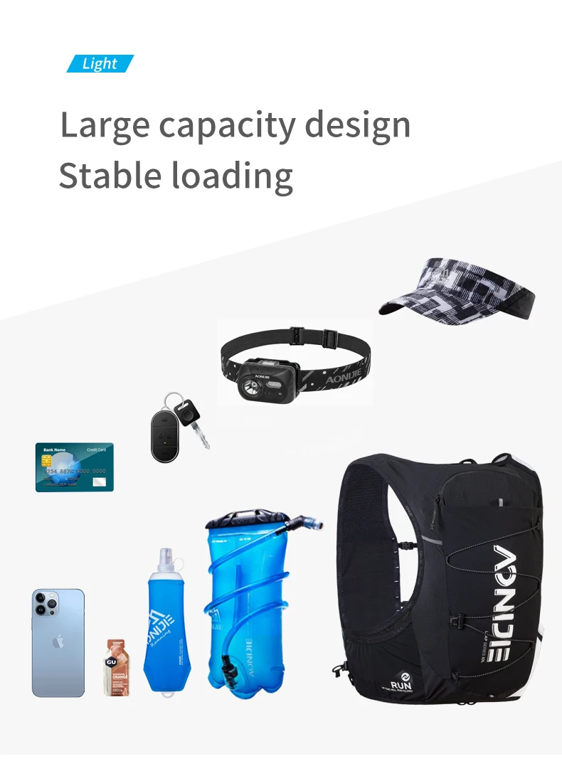 AONIJIE C9116 Unisex 10L Sports Running Backpack Lightweight Off-Road Hydration Pack Vest Hiking Rucksack