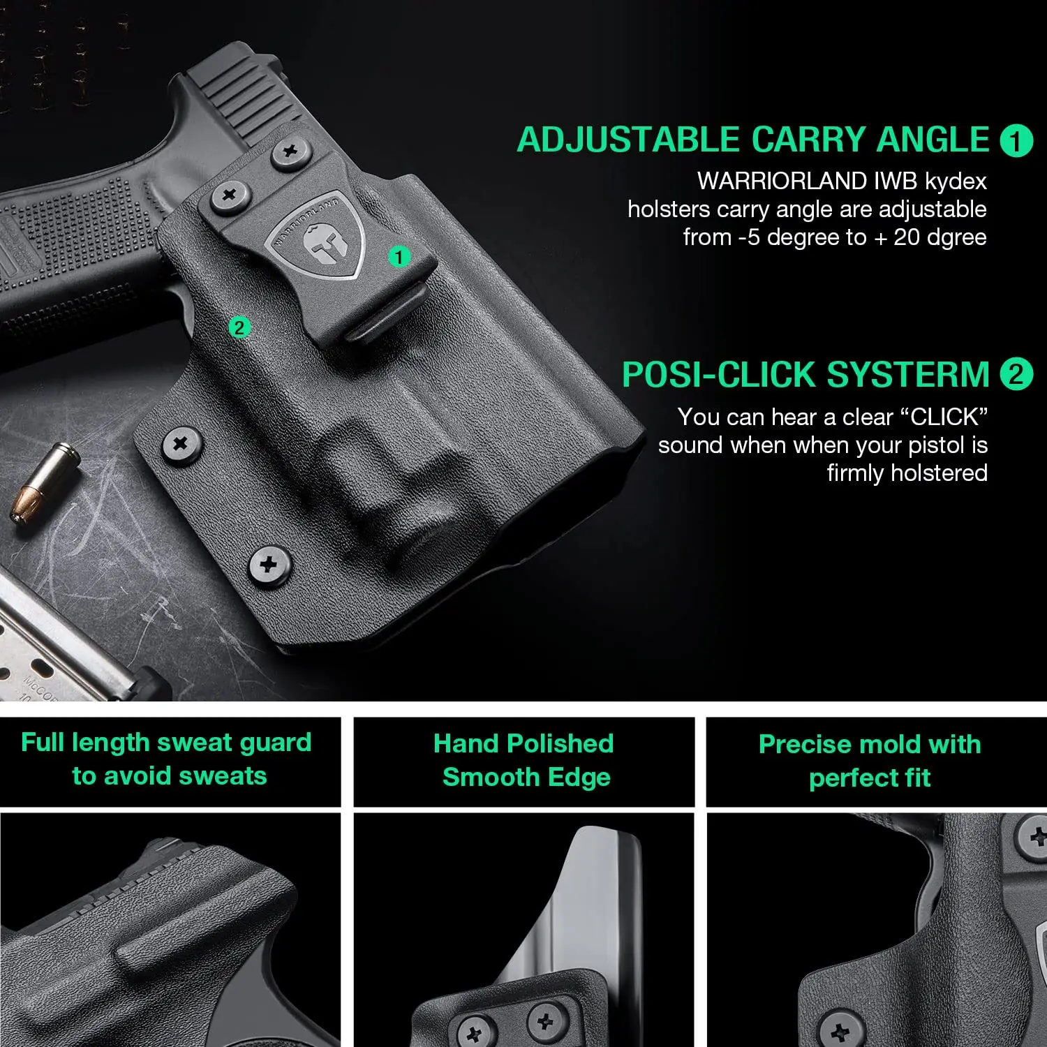 For Glock 17/19+TLR 7/ TLR7A,IWB Kydex Only Holster Optic Cut Fit: G17/19/44/45 (GEN 1-5)&G23/32 (Gen 3-4) TLR-7/TLR-7A Pistol