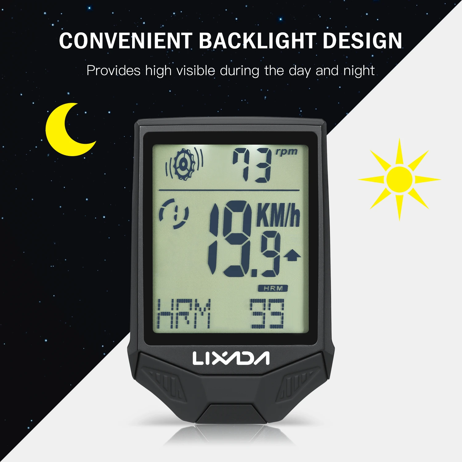 Lixada XH-BC335-LCD Cycling Wireless Computer with Heart Rate Sensor Multifunctional Rainproof Cycling Computer with Backlight