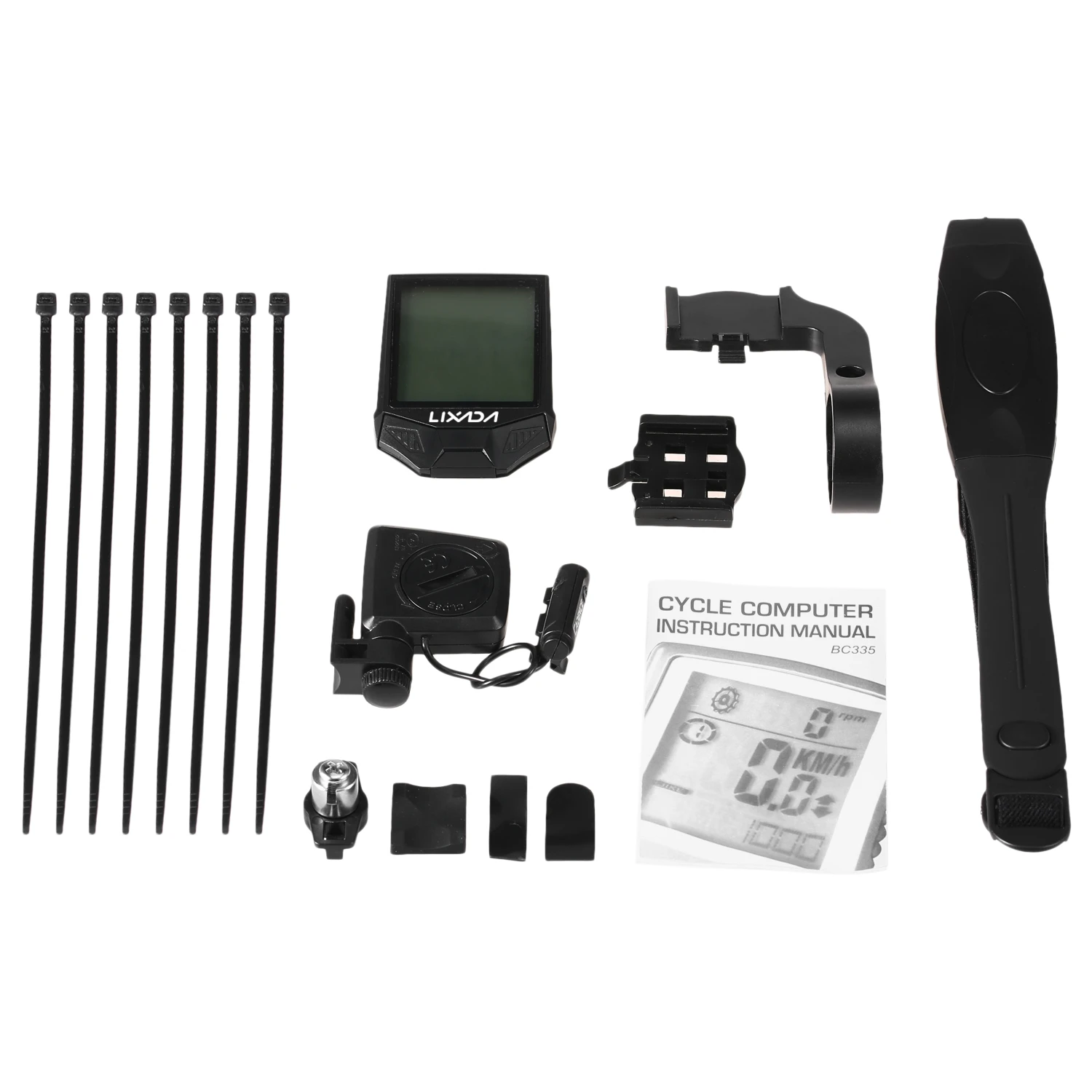 Lixada XH-BC335-LCD Cycling Wireless Computer with Heart Rate Sensor Multifunctional Rainproof Cycling Computer with Backlight