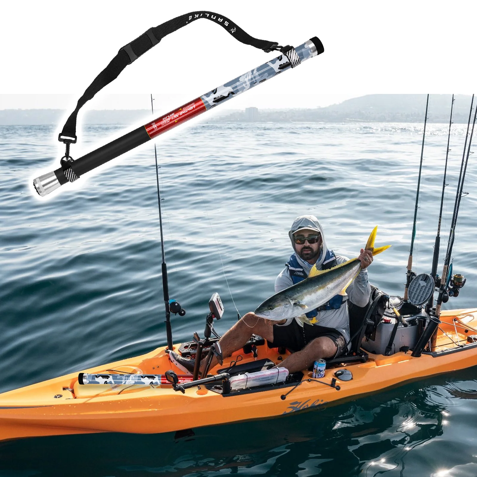 SANLIKE 7/8m Fishing Net Carbon Rod Portable Telescopic Landing Long Handle Pole for Carp Firp Fishing Tackle Catching Releasing