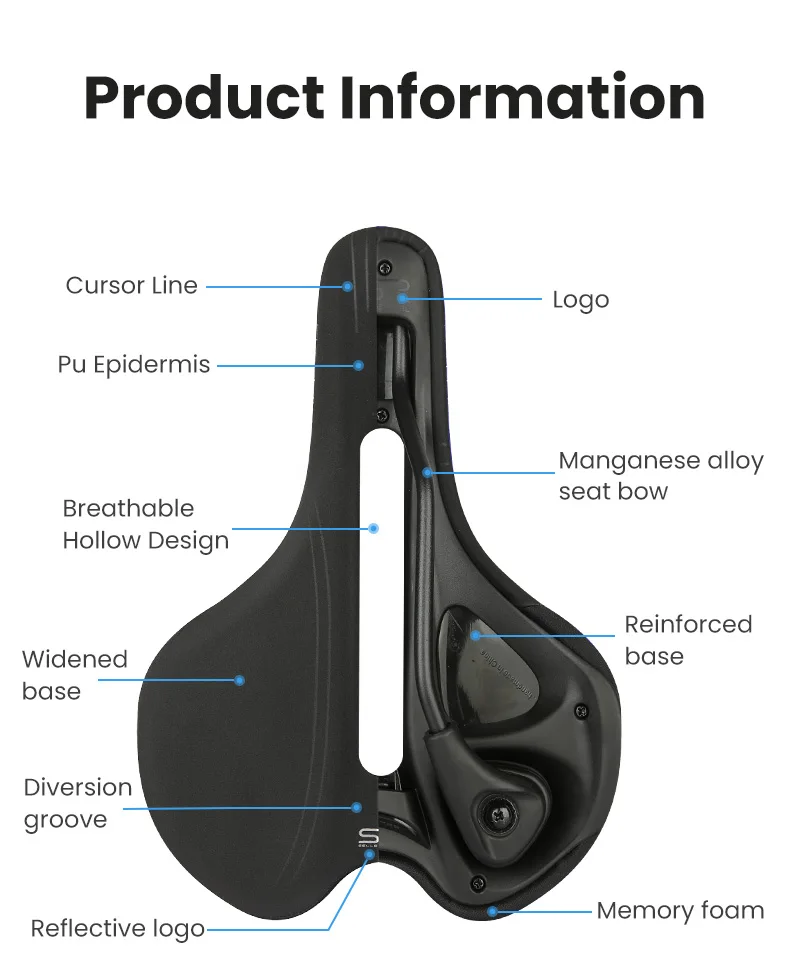 SR Bicycle Seat Saddle MTB Road Bike Saddles PU Mountain Bike Racing Saddle Breathable Shockproof Soft Silica Gel Seat Cushion