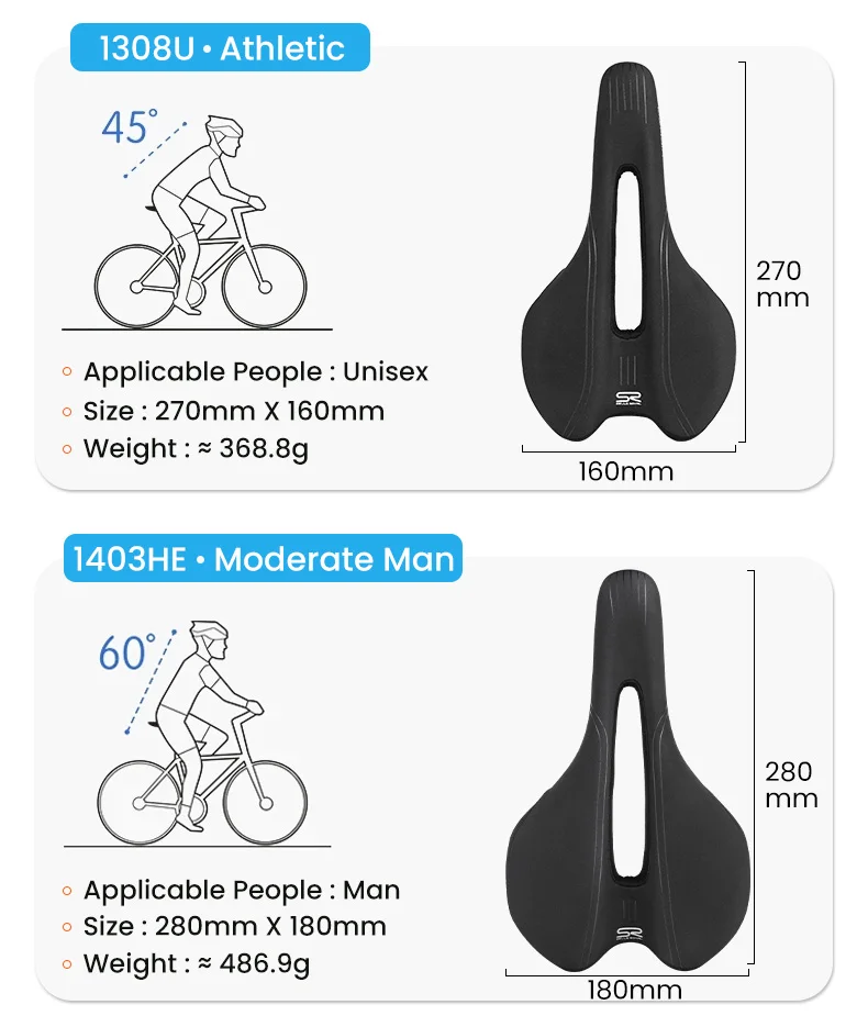 SR Bicycle Seat Saddle MTB Road Bike Saddles PU Mountain Bike Racing Saddle Breathable Shockproof Soft Silica Gel Seat Cushion