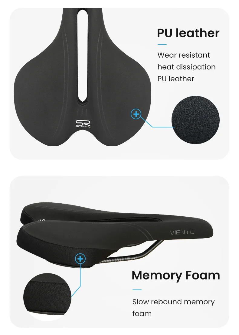 SR Bicycle Seat Saddle MTB Road Bike Saddles PU Mountain Bike Racing Saddle Breathable Shockproof Soft Silica Gel Seat Cushion