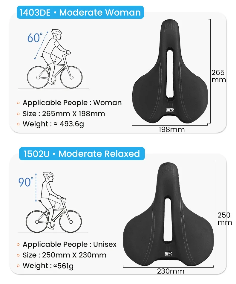 SR Bicycle Seat Saddle MTB Road Bike Saddles PU Mountain Bike Racing Saddle Breathable Shockproof Soft Silica Gel Seat Cushion