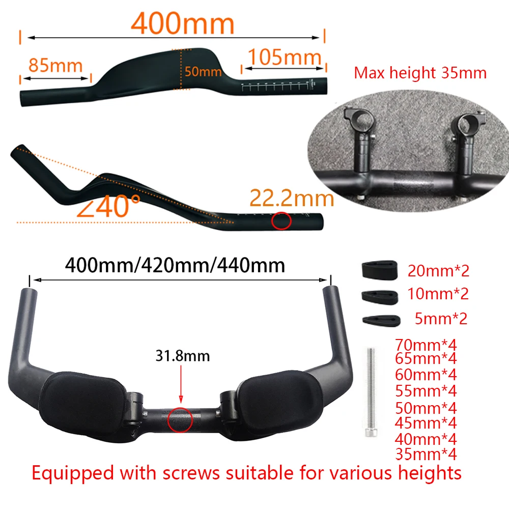Road Bicycle NEW Carbon Fiber Bicycle Rest TT Handlebar Clip on Aero Bars Handlebar Extension Triathlon Time Trial Cycling Parts