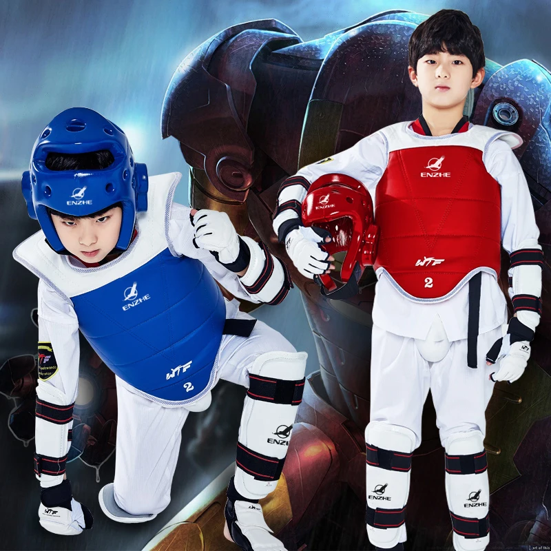 8pcs High Quality Taekwondo Protectors Suite WTF Approved Shin Forearm Chest Guard Karate Helmet Groin Guard TKD Glove Shoeswear
