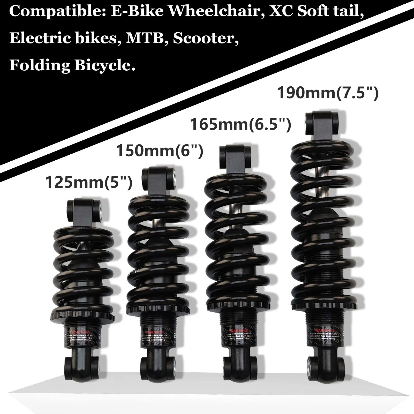 Bike Suspension Coil Spring, Rear Shock Absorber, 125mm, 150mm, 165mm, 190mm