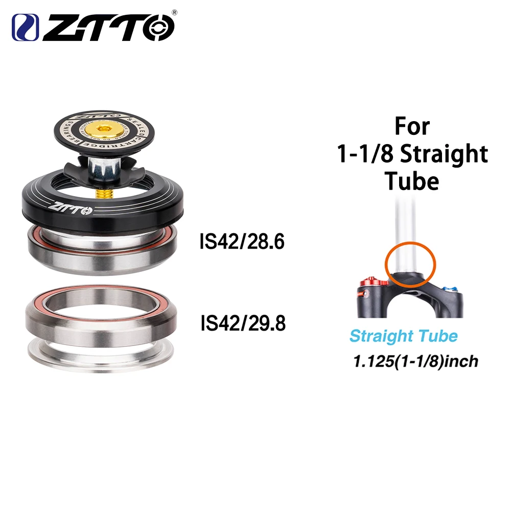 ZTTO MTB Road Bicycle Internal Headset 42mm 42mm CNC 1 1/8" 28.6 29.8 Straight Tube Fork IS42 Semi-Integrated Headset 4242S