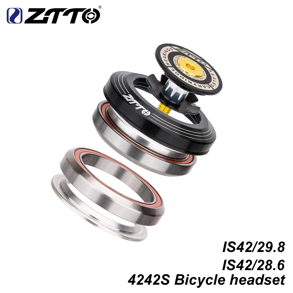 ZTTO MTB Road Bicycle Internal Headset 42mm 42mm CNC 1 1/8" 28.6 29.8 Straight Tube Fork IS42 Semi-Integrated Headset 4242S