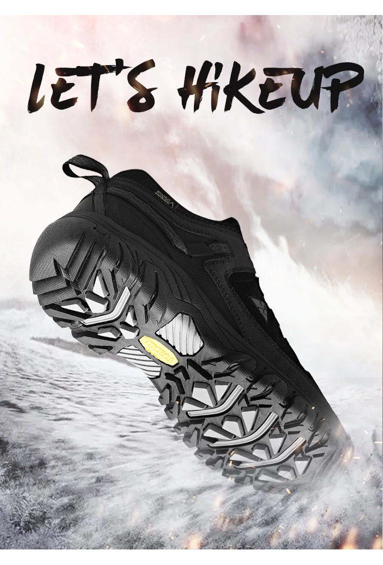 HIKEUP New Men Hiking Shoes High Quality Durable Leather Climbing Shoes Outdoor Walking Sneakers Rubber Sole Factory Outlet