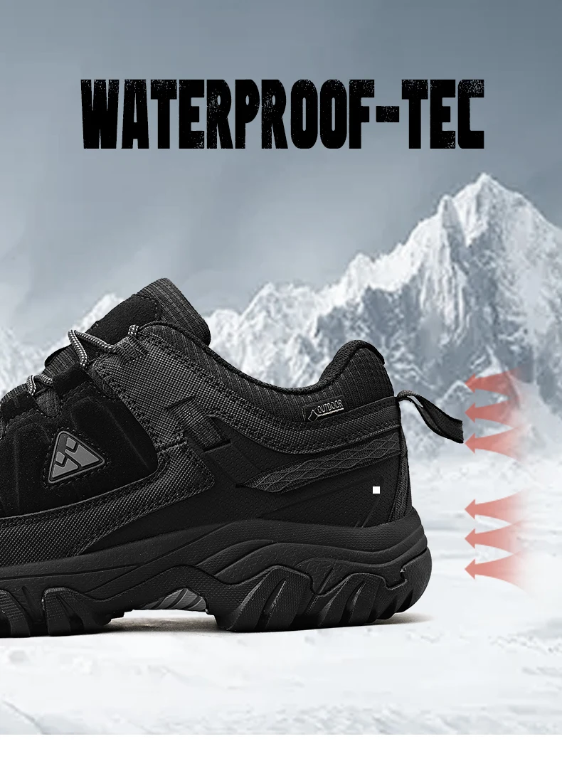 HIKEUP New Men Hiking Shoes High Quality Durable Leather Climbing Shoes Outdoor Walking Sneakers Rubber Sole Factory Outlet